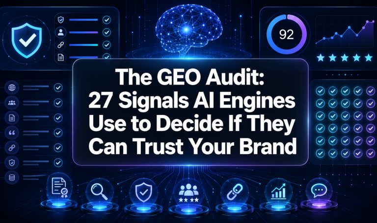 The GEO Audit: 27 Signals AI Engines Use to Decide If They Can Trust Your Brand