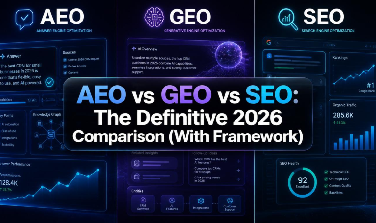 AEO vs GEO vs SEO: The Definitive 2026 Comparison