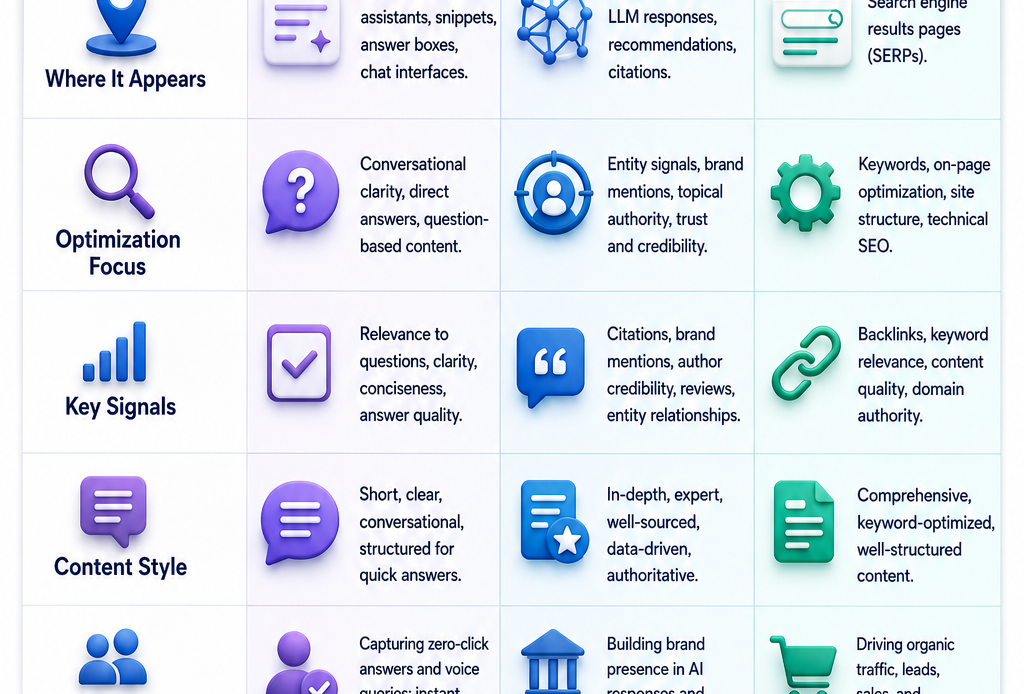 AEO vs GEO vs SEO: The Definitive 2026 Comparison 